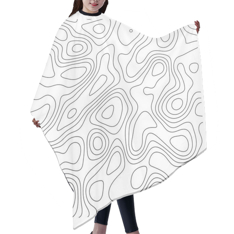 Personality  Abstract Topoghrapic Map. Thin Black Contour Lines On White Background. Vector Illustration Hair Cutting Cape