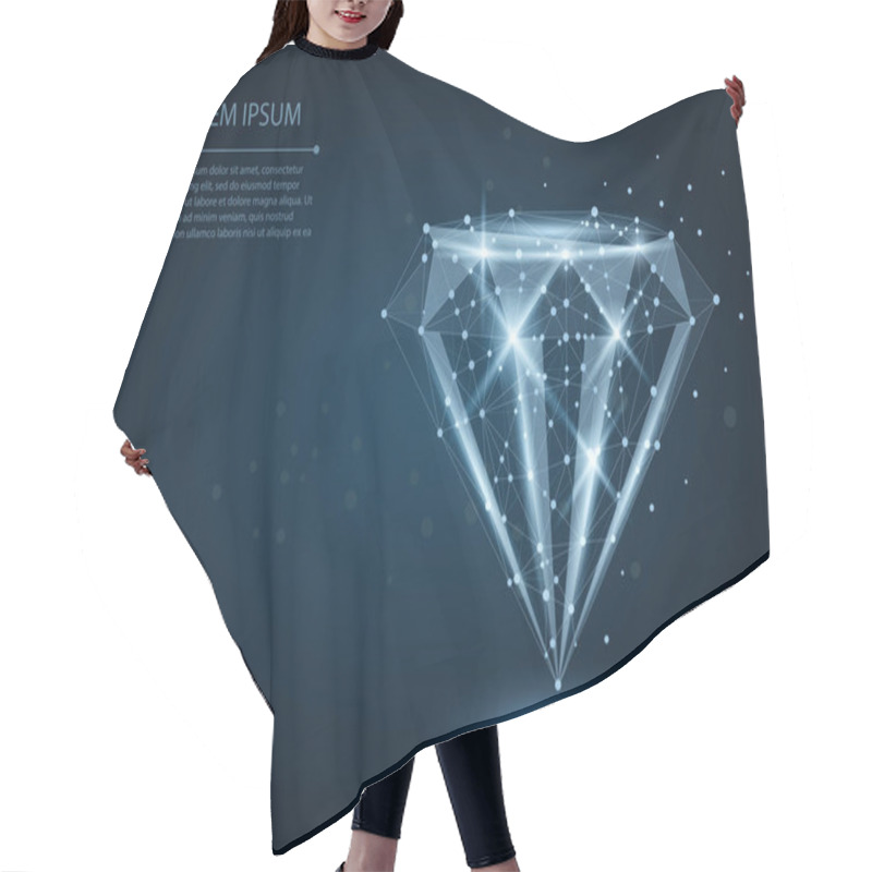 Personality  Abstract Image Of A Diamond Consisting Of Points, Lines, And Shapes. Vector Business Illustration. Space Poly, Stars And Universe Hair Cutting Cape