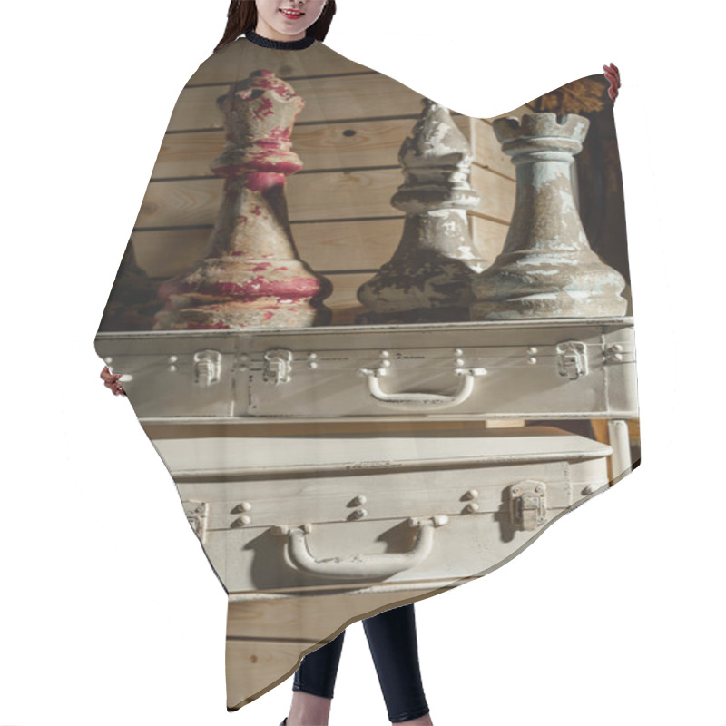 Personality  Big Chess Figures On Table As Decoration In Modern Retro Styled Living Room Hair Cutting Cape