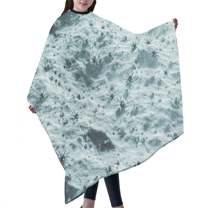 Personality  Gray Realistic Looking Bacteria Over Gray Background. Concept Of Contamination, Sickness And Health. 3d Rendering Hair Cutting Cape