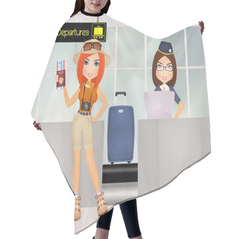 Personality  Boarding The Airport Suitcase Hair Cutting Cape