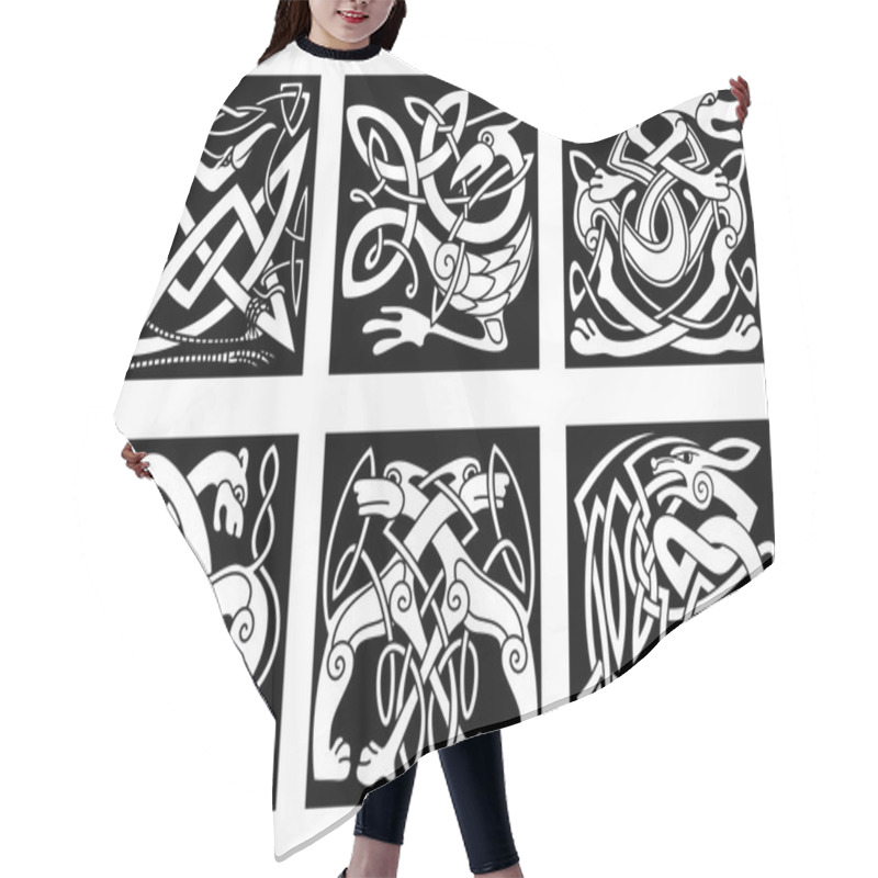 Personality  Celtic Animals Decorated Irish Ornament Hair Cutting Cape