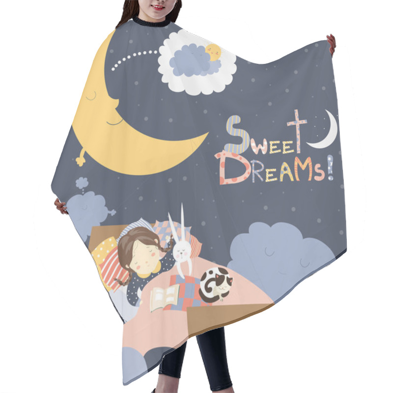 Personality  Little Girl Sleeping With Cat Hair Cutting Cape