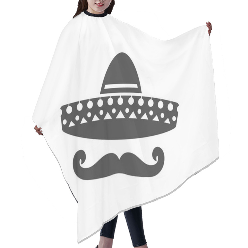 Personality  Sombrero Silhouette, Hat And Mustache  Hair Cutting Cape