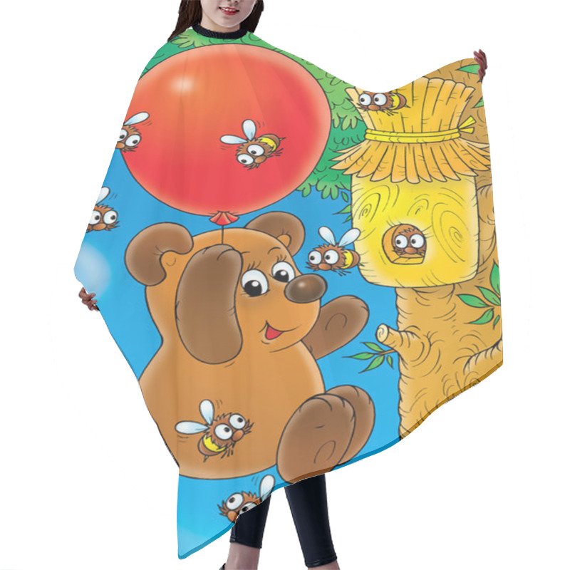 Personality  Bear Cub Hanging Onto A Balloon Hair Cutting Cape