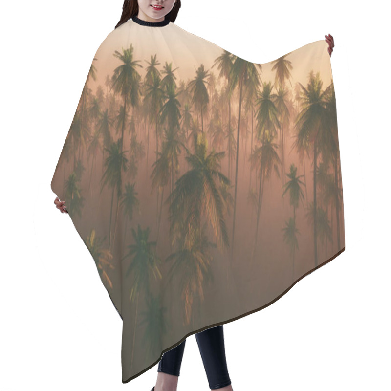 Personality  Palm Tree Forest In Morning Mist Hair Cutting Cape