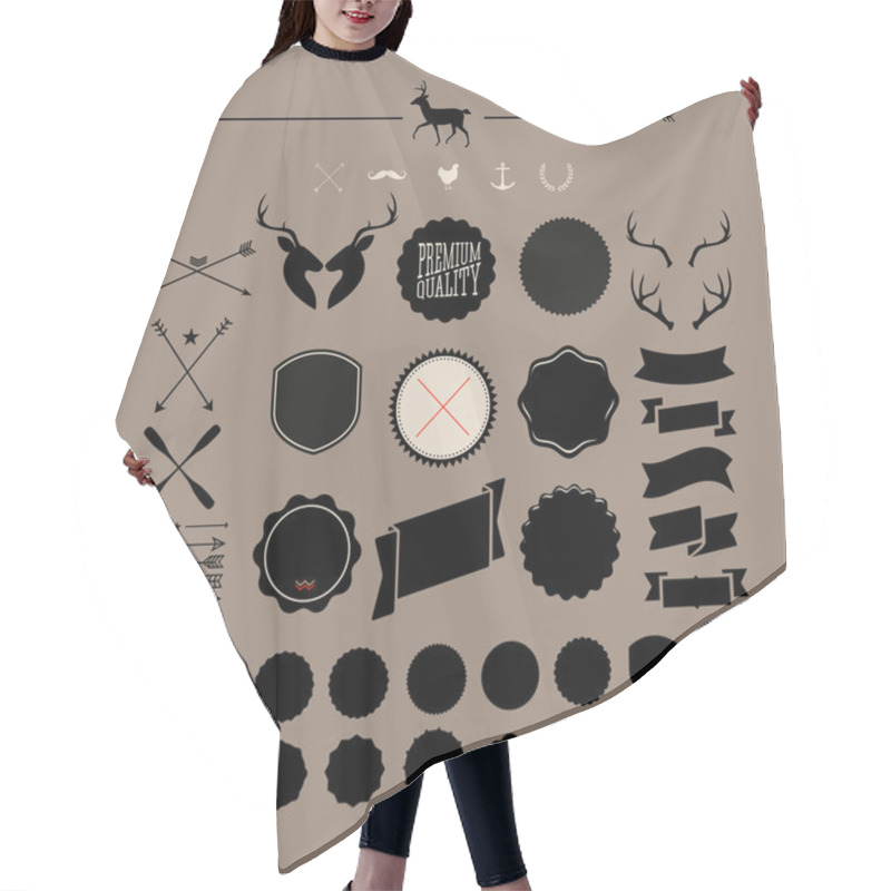 Personality  Hipster Icon, Label, Badge, Sticker! Wow! All You Need! Hair Cutting Cape