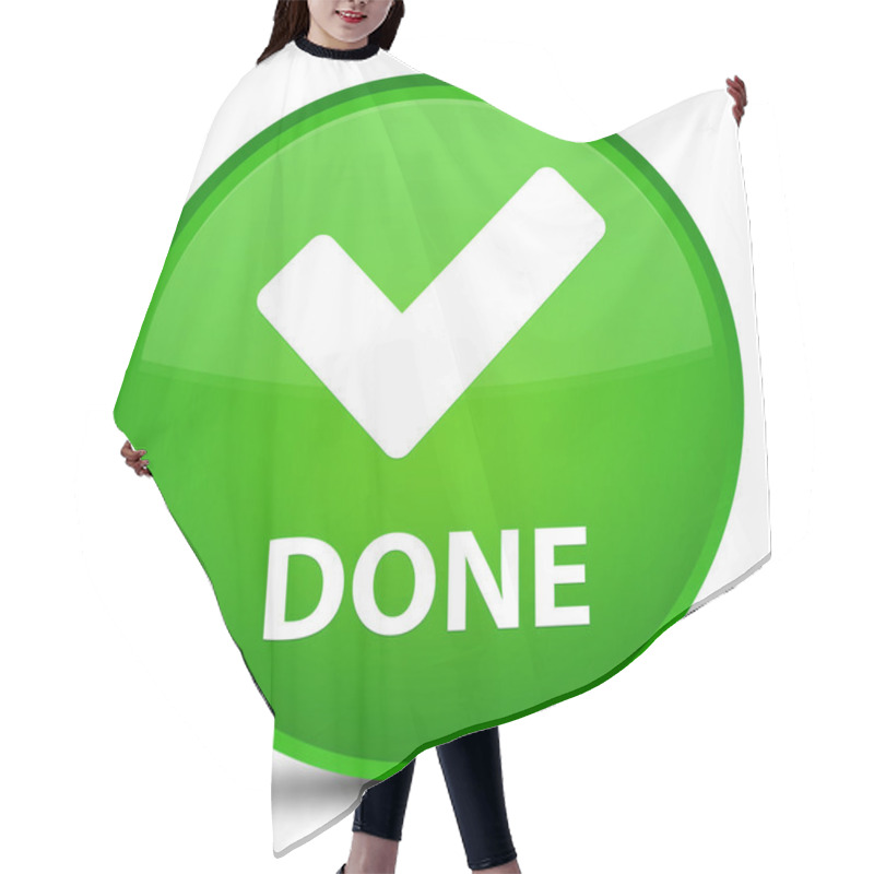 Personality  Done (validate Icon) Special Green Round Button Hair Cutting Cape