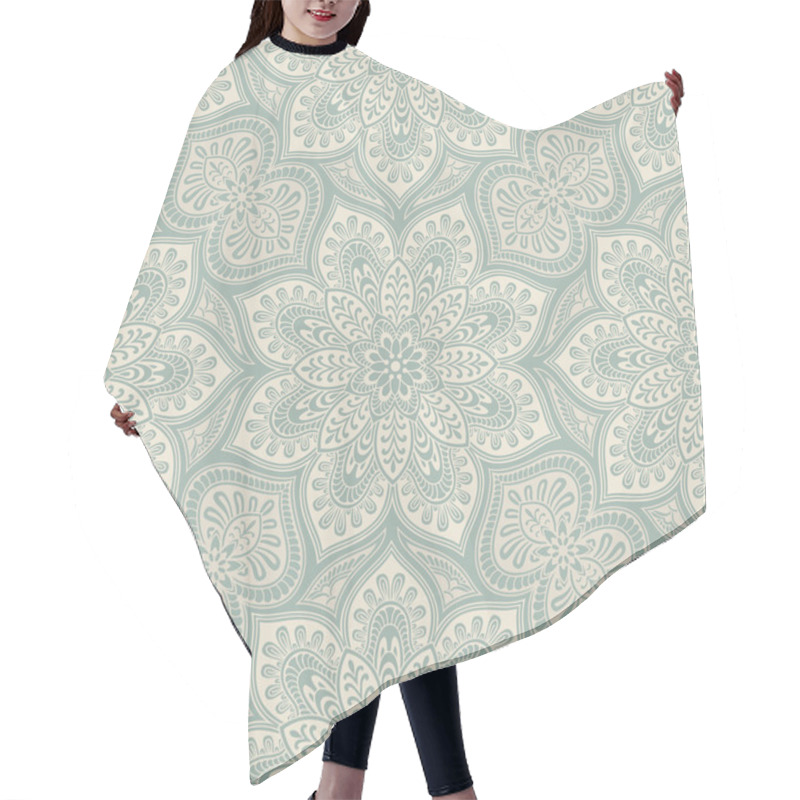 Personality  Mandala Geometric Pattern, Blue And Beige Hair Cutting Cape