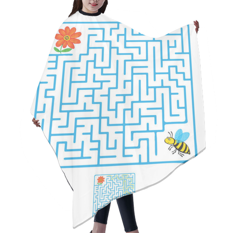 Personality  Vector Maze, Labyrinth With Flying Bee And Flower Hair Cutting Cape