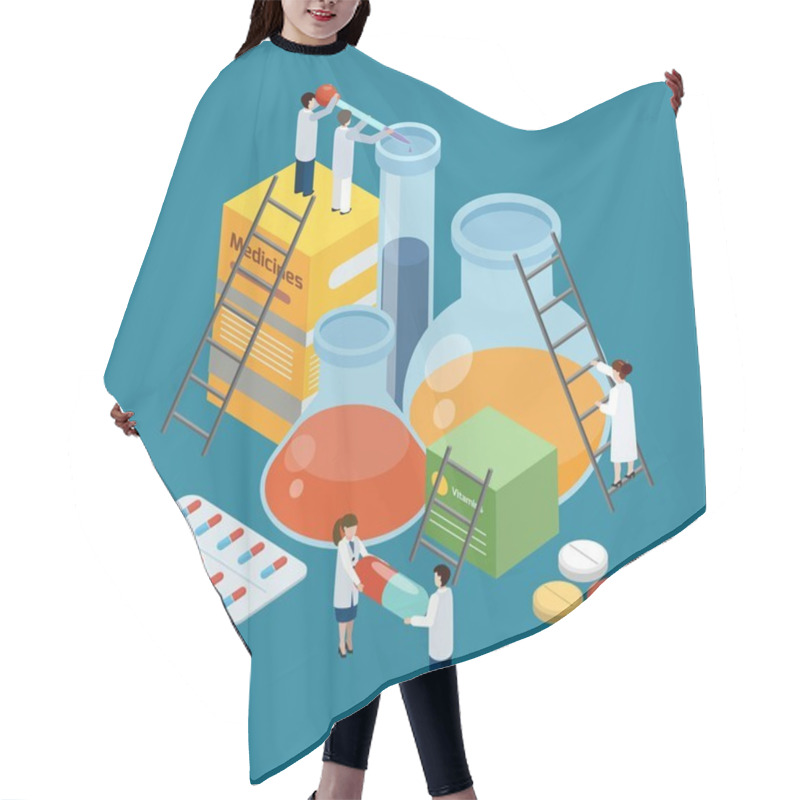 Personality  Pharmaceutical Production Composition Isometric Background Hair Cutting Cape