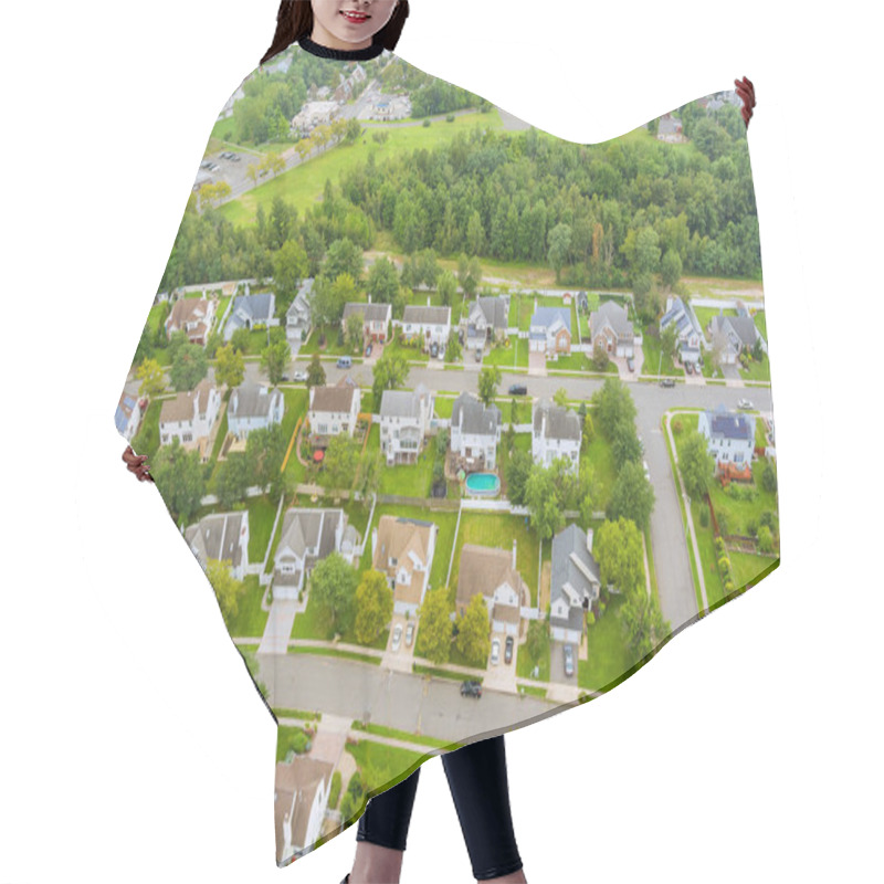 Personality  Aerial View Of The Residential Sayreville Town Area Of Beautiful Suburb Of Dwelling Home Road From A Height In New Jersey US Hair Cutting Cape