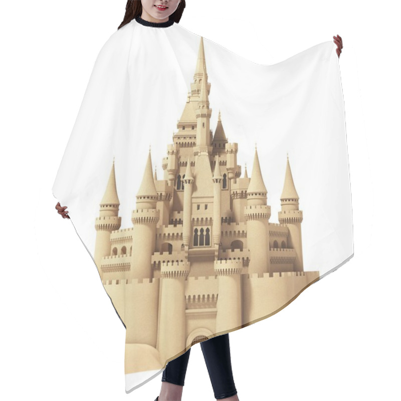 Personality  Fairytale Sand Castle Isolated On White Background. Hair Cutting Cape