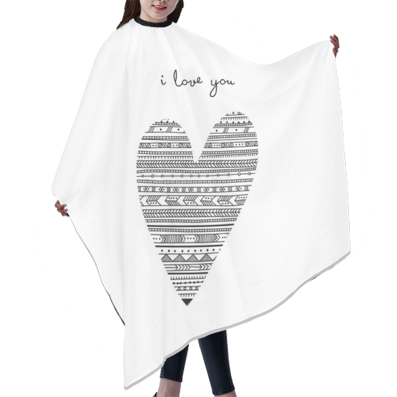 Personality  Vector I Love You Card With Ethnic Tribal Ornamental Heart Hair Cutting Cape