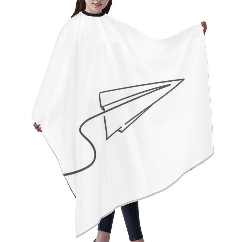 Personality  Paper Plane Drawing Vector Using Continuous Single One Line Art Style With Unique Doodle Handdrawing Style Hair Cutting Cape