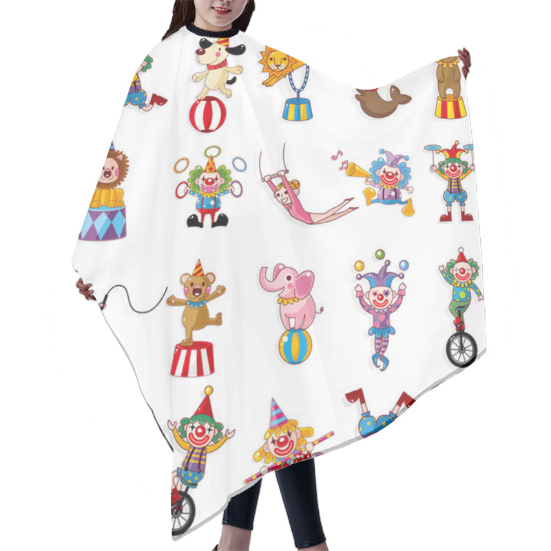 Personality  Cartoon Happy Circus Show Icons Collection Hair Cutting Cape