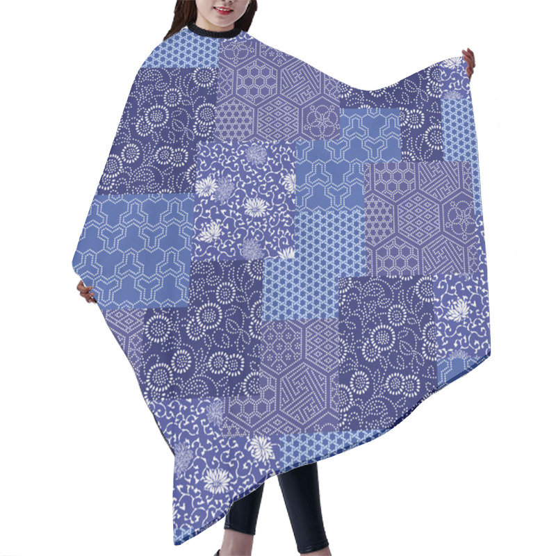 Personality  Japanese Style Pattern Patchwork Hair Cutting Cape