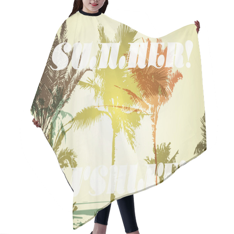 Personality  Palm Tree Print Hair Cutting Cape