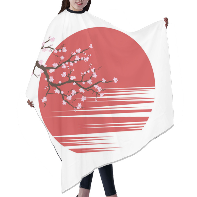 Personality  Cherry Blossoms On Sunset Background. Hair Cutting Cape