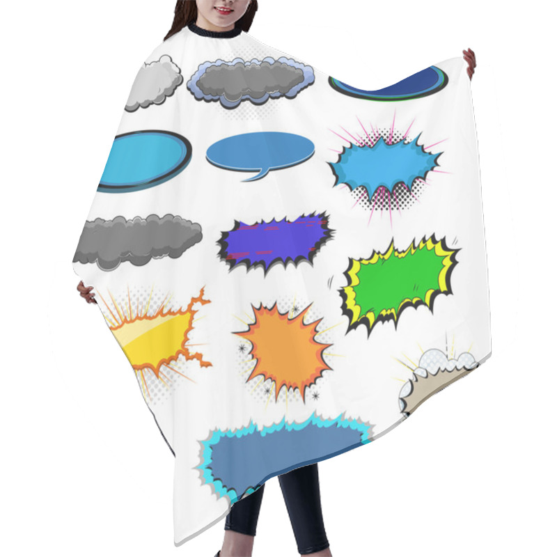 Personality  Comic Text Backgrounds And Explosions Clouds Vector Hair Cutting Cape