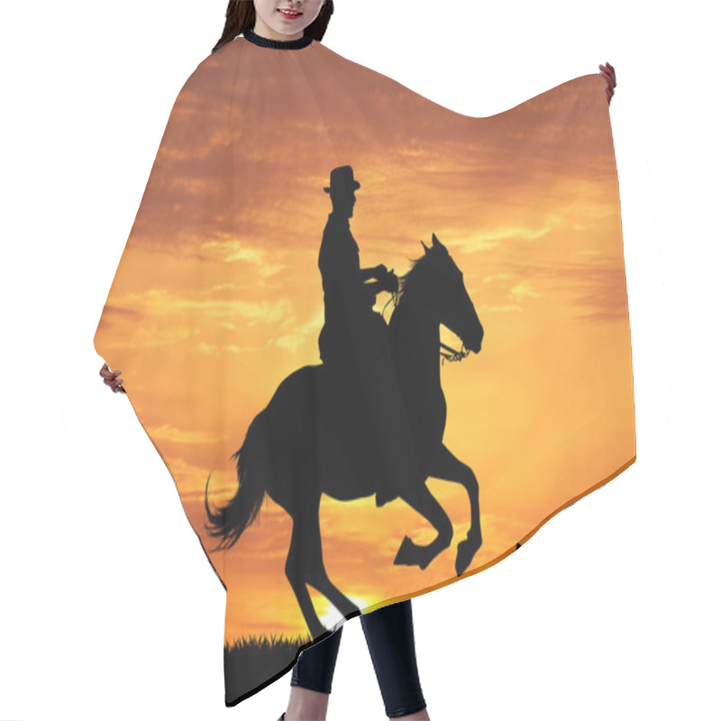 Personality  Rodeo Cowboy Silhouette At Sunset Hair Cutting Cape