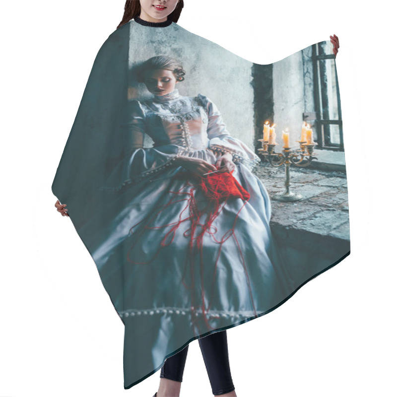 Personality  Woman In Victorian Dress Hair Cutting Cape