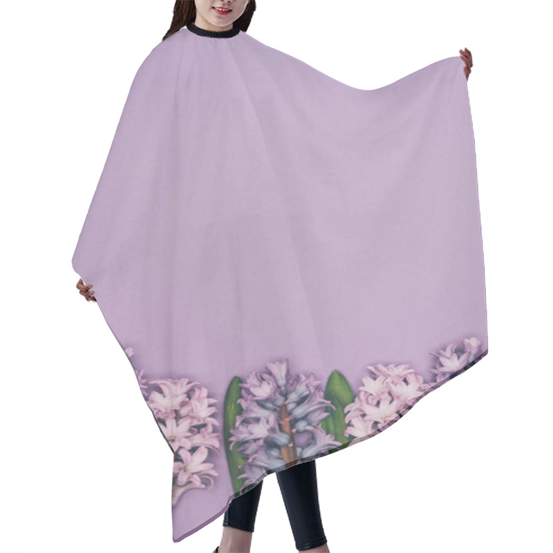 Personality  Top View Of Arranged Hyacinth Flowers Isolated On Purple  Hair Cutting Cape