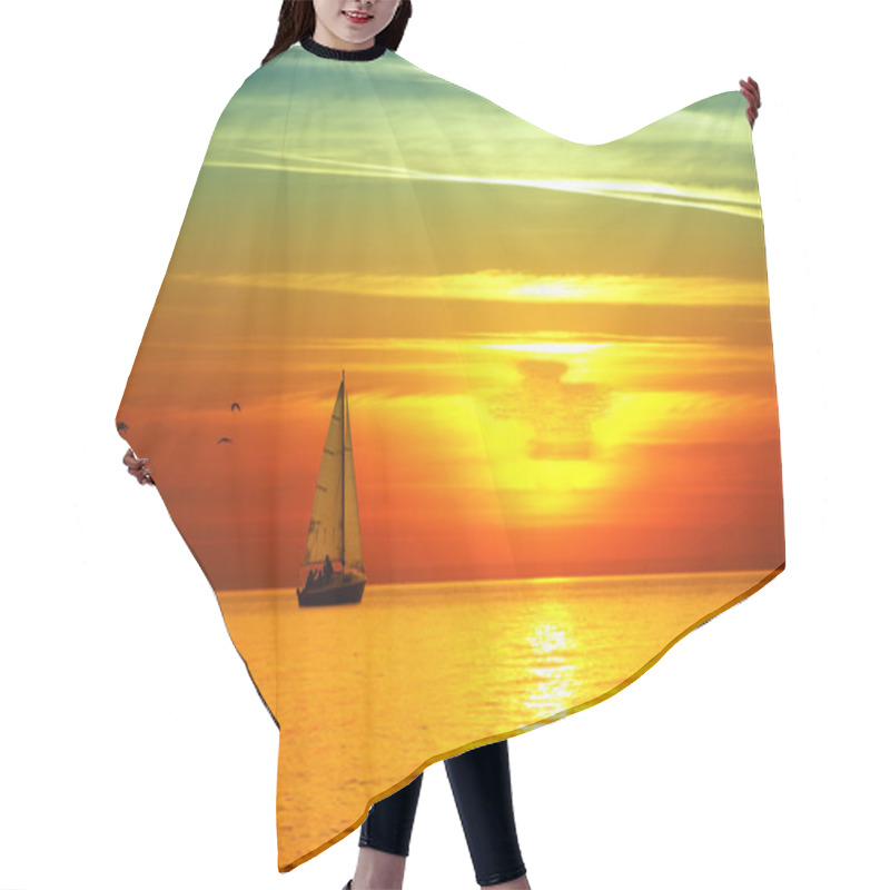 Personality  Beautiful Sea Sunset Hair Cutting Cape