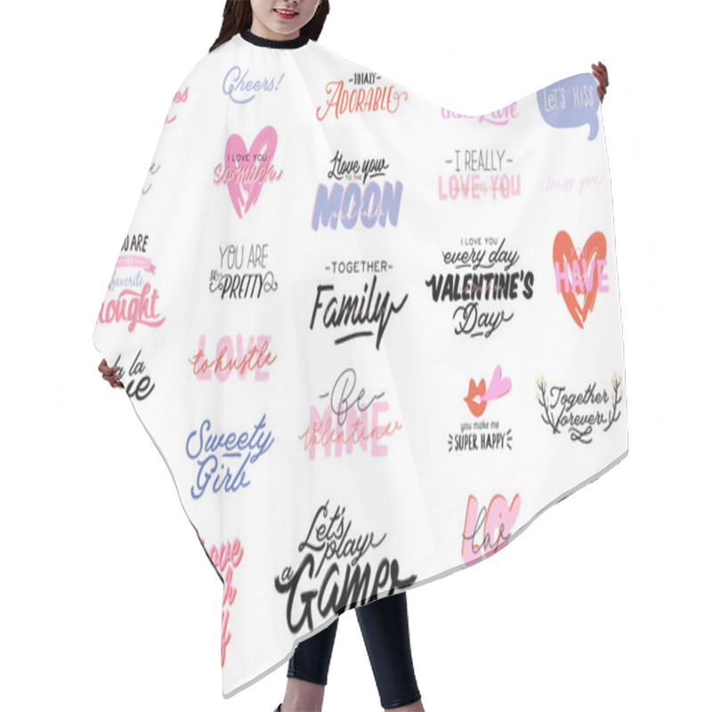 Personality  Beautiful Love Print With Valentines Day Elements. Romantic And Cute Elements And Lovely Typography Hair Cutting Cape