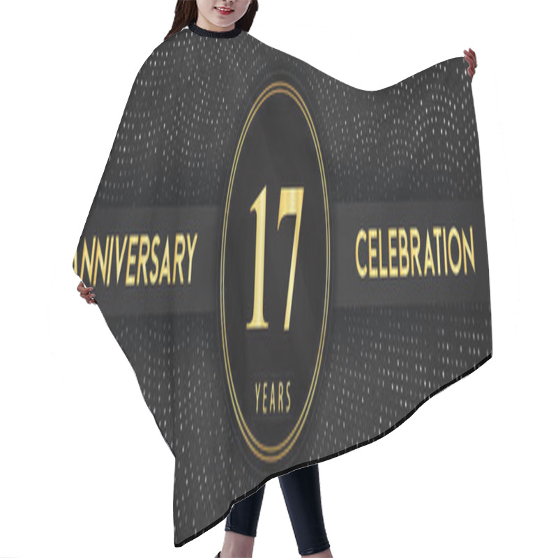 Personality  17 Years Anniversary Celebration With Circle Frame And Dotted Line Isolated On Black Background. Premium Design For Birthday Party, Graduation, Weddings, Ceremony, Greetings Card, Anniversary Logo. Hair Cutting Cape