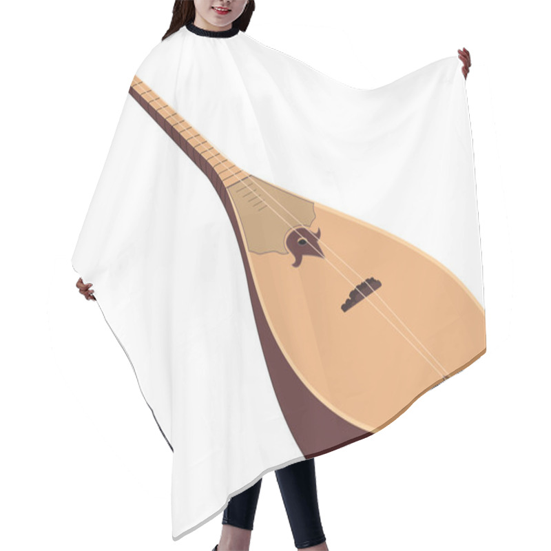 Personality  Vector Illustration Design Of Hand-drawn Wooden Dombra National Kazakh Musical Instrument Isolated On White Background Hair Cutting Cape