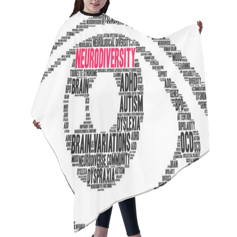 Personality  Neurodiversity Word Cloud On A White Background.  Hair Cutting Cape