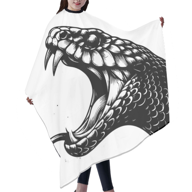 Personality  Black Mamba Snake Hand Drawn Vector Graphic Asset Hair Cutting Cape