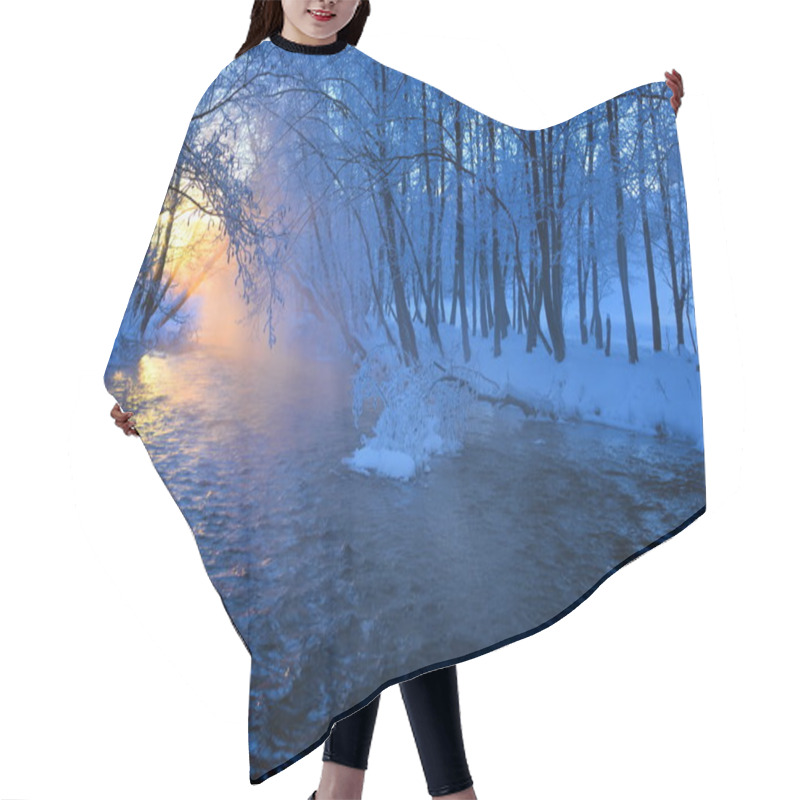 Personality  Mountain River In Winter Hair Cutting Cape