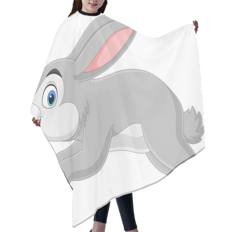 Personality  Vector Illustration Of Cartoon Funny Rabbit Running On White Background Hair Cutting Cape