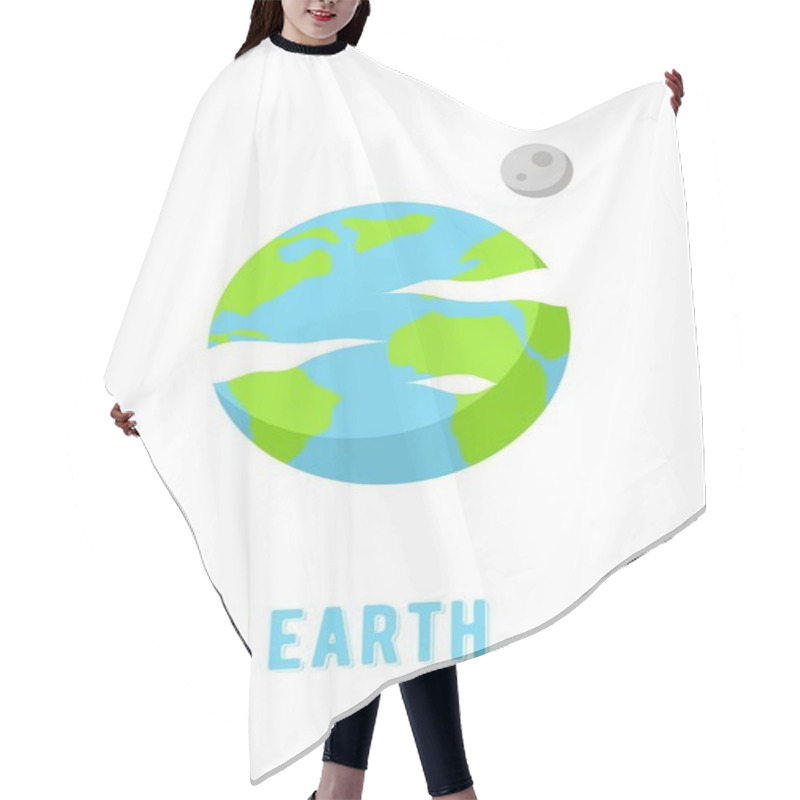 Personality  Planet Earth Poster Design. Space Planet Design On White Background, Minimalist Cartoon Style Vector. Kids Poster, Wall Art Ready For Print. Hair Cutting Cape