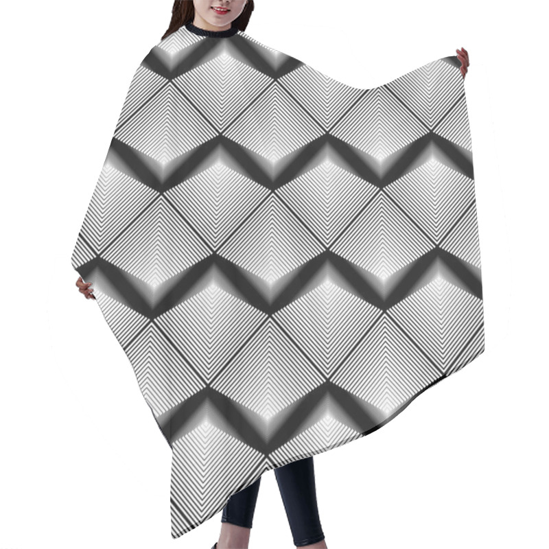 Personality  Design Seamless Monochrome Zigzag Pattern Hair Cutting Cape