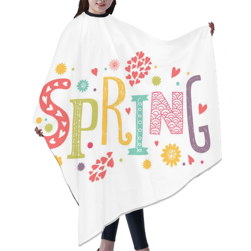 Personality  Lettering Spring With Decorative Floral Elements Hair Cutting Cape