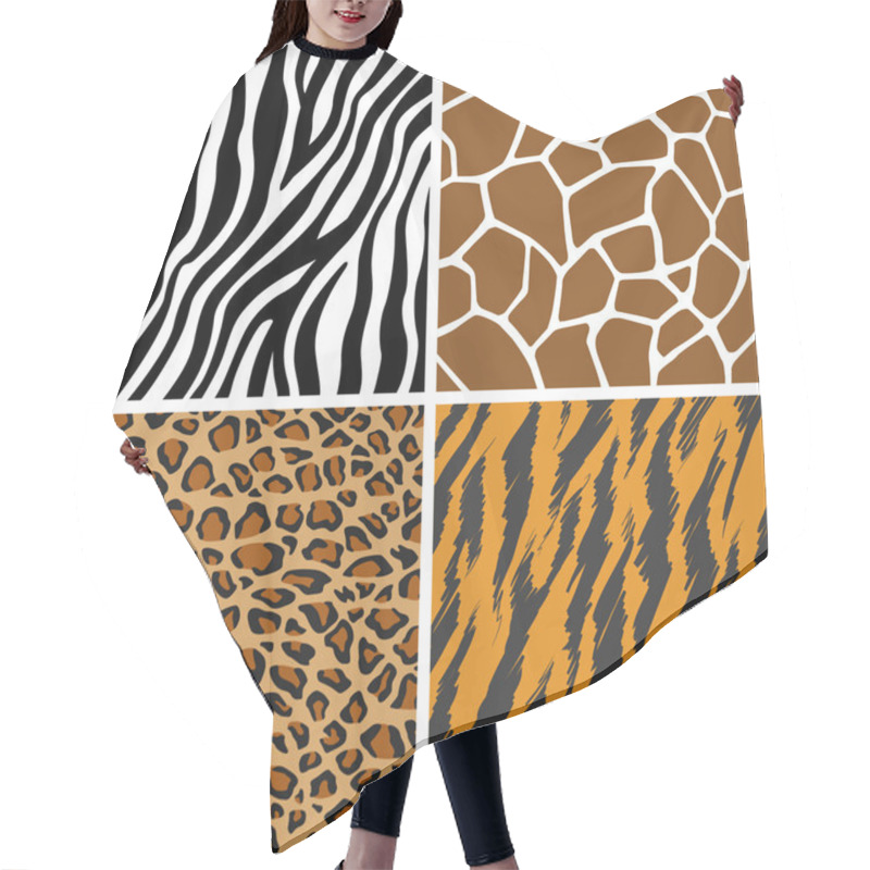 Personality  Animal Set - Giraffe, Leopard, Tiger, Zebra Seamless Pattern Hair Cutting Cape