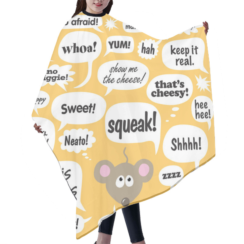 Personality  Various Phrases In Comic Bubbles Hair Cutting Cape