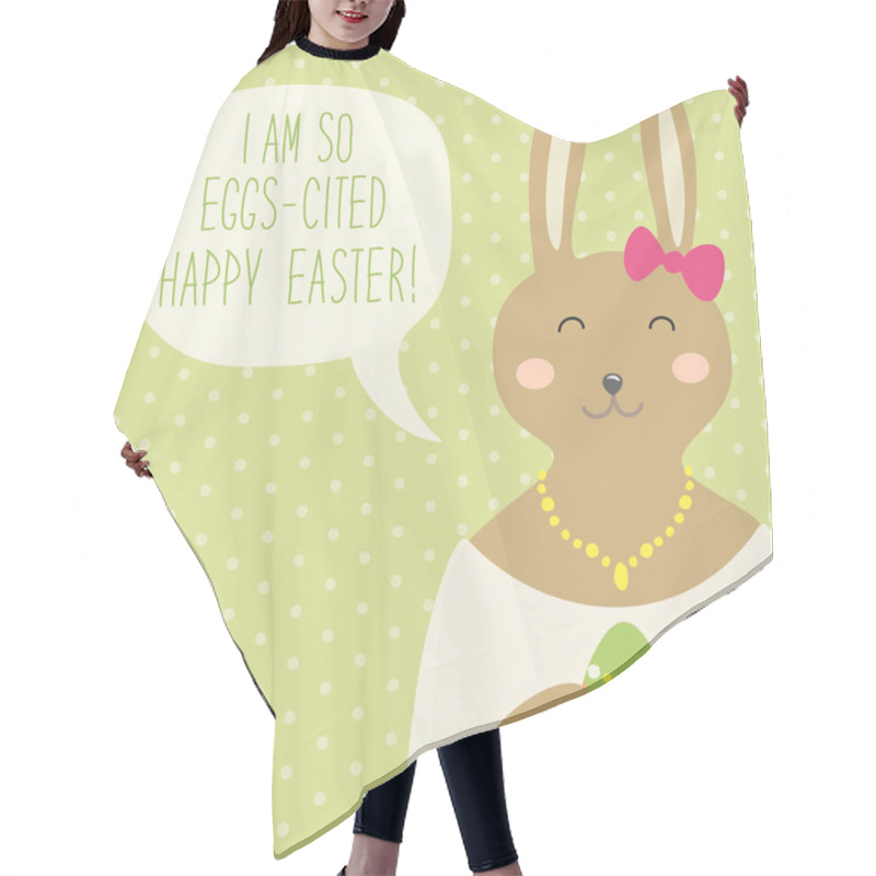 Personality  Easter Card With Female  Bunny Hair Cutting Cape