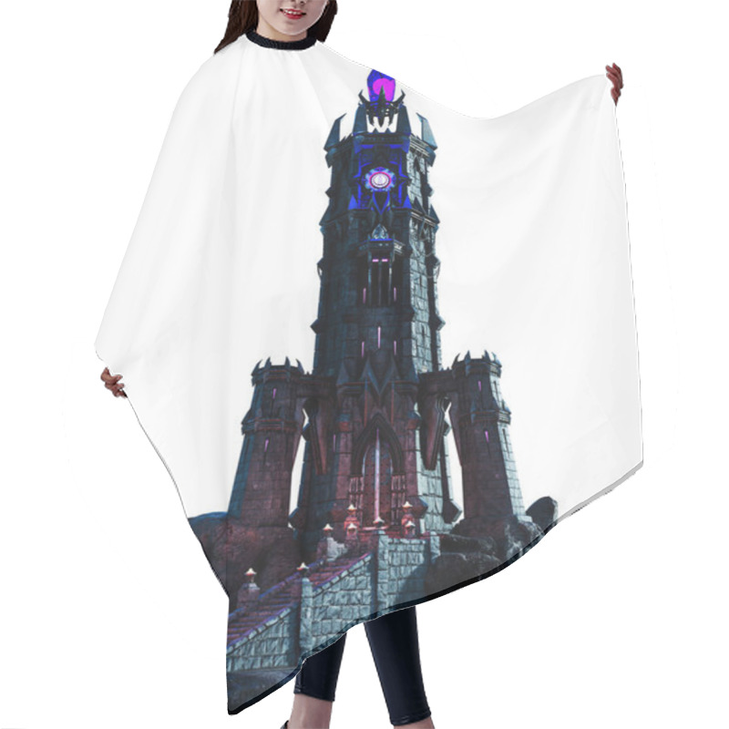 Personality  Fantasy Magic Dark Evil Tower, 3D Illustration, 3D Rendering Hair Cutting Cape