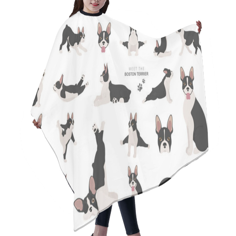 Personality  Boston Terrier Clipart. Dog Healthy Silhouette And Yoga Poses Se Hair Cutting Cape