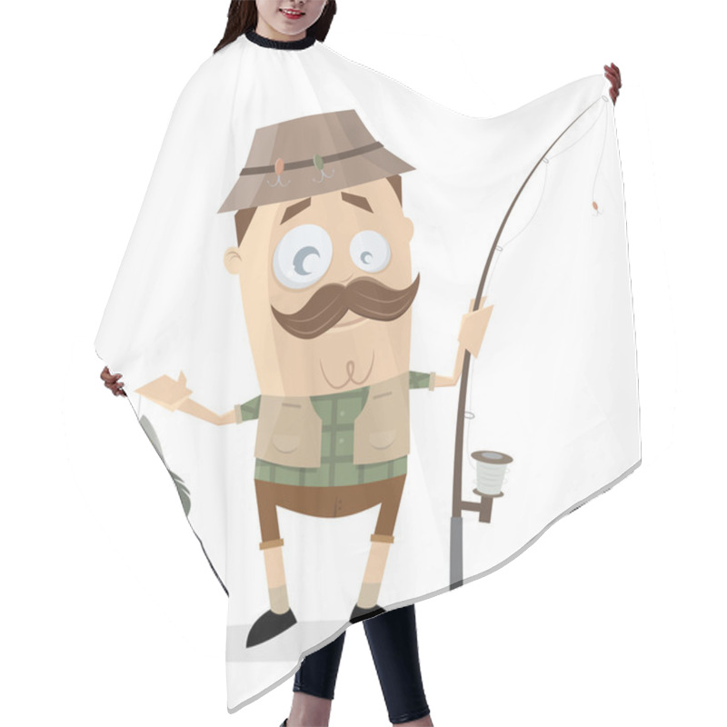 Personality  Funny Cartoon Angler With A Big Fish   Hair Cutting Cape