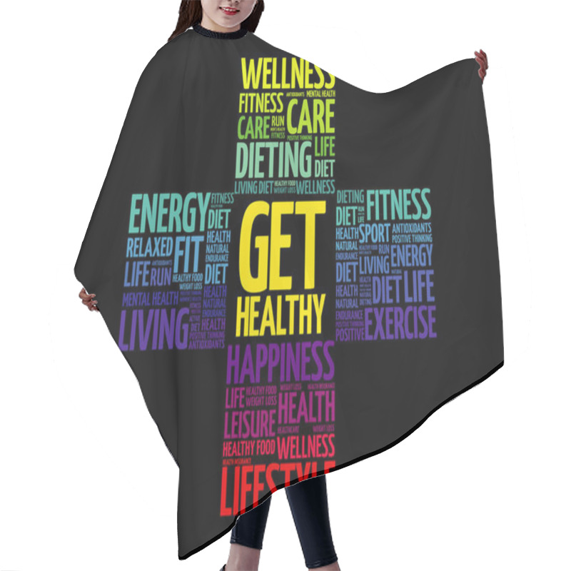 Personality  Get Healthy Word Cloud Hair Cutting Cape