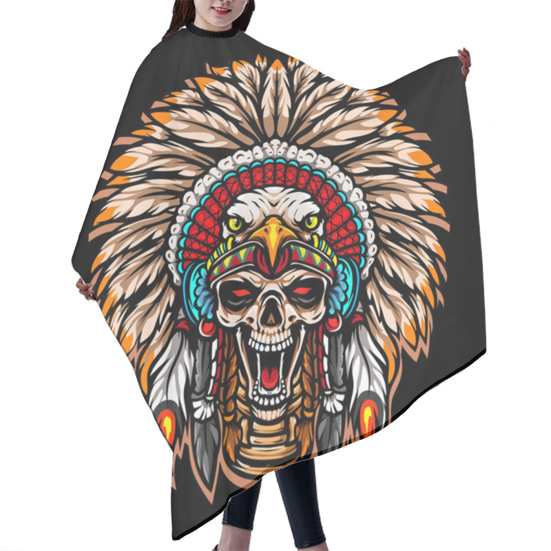 Personality  Tribal Chief Skull Head Esport Mascot Logo Design Hair Cutting Cape