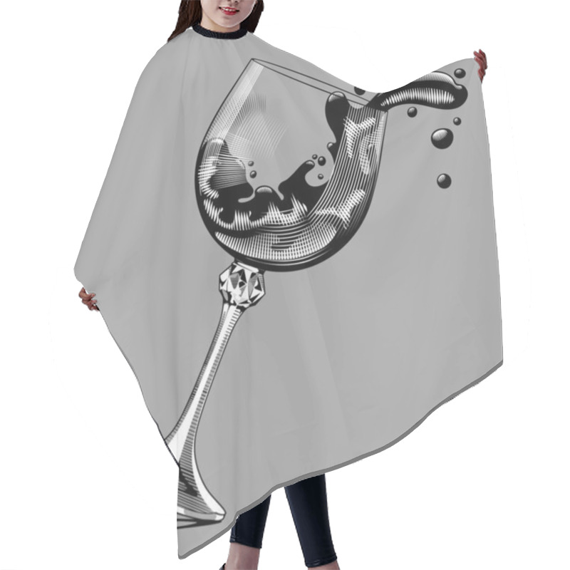 Personality  Falling Glass With Splashed Wine On Gray Hair Cutting Cape