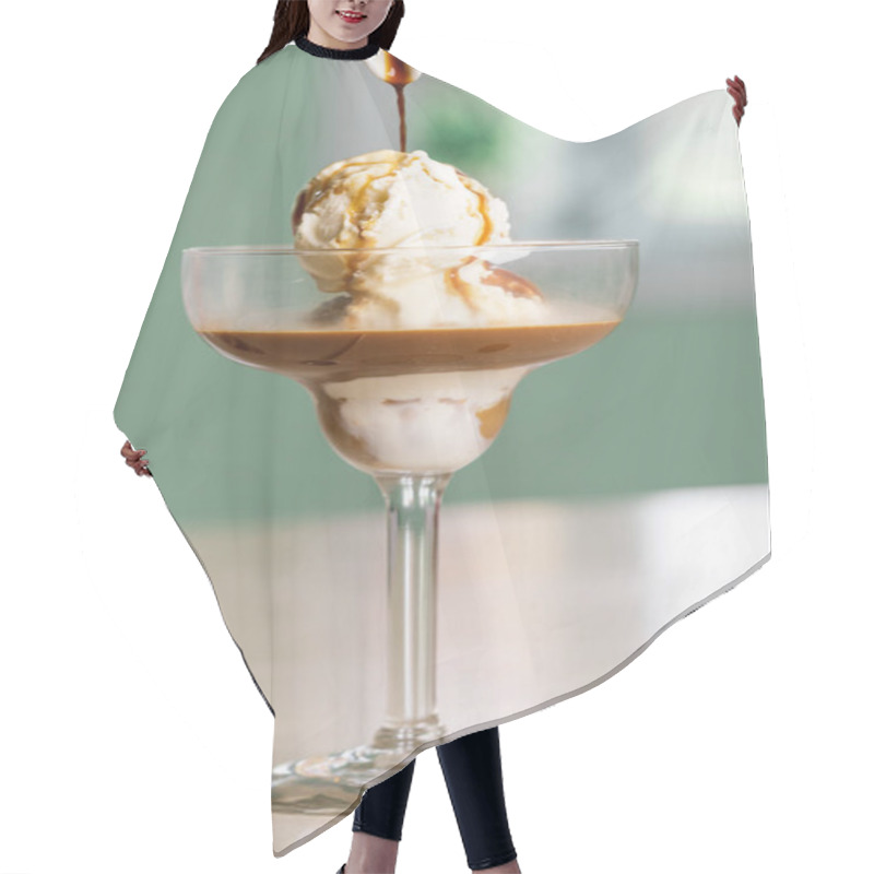 Personality  Affogato Italian Ice Cream Served In Dish Isolated On Table Top View Of Arabic Breakfast Hair Cutting Cape