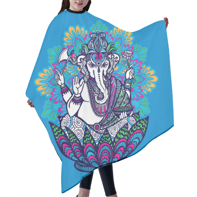 Personality  Ganesha With Ornate Mandala Hair Cutting Cape