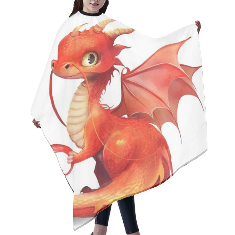 Personality  Cute Little Cartoon Dragon On The White Background Hair Cutting Cape